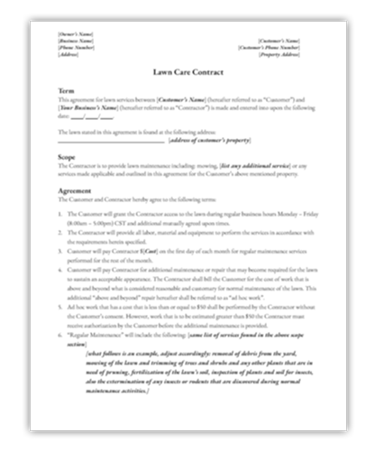 Lawn mowing contract deals